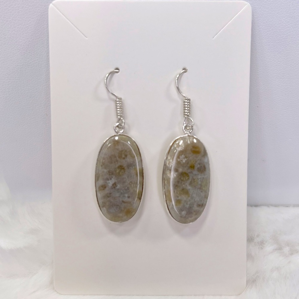 Fossil Coral 925 Gemstone Earring